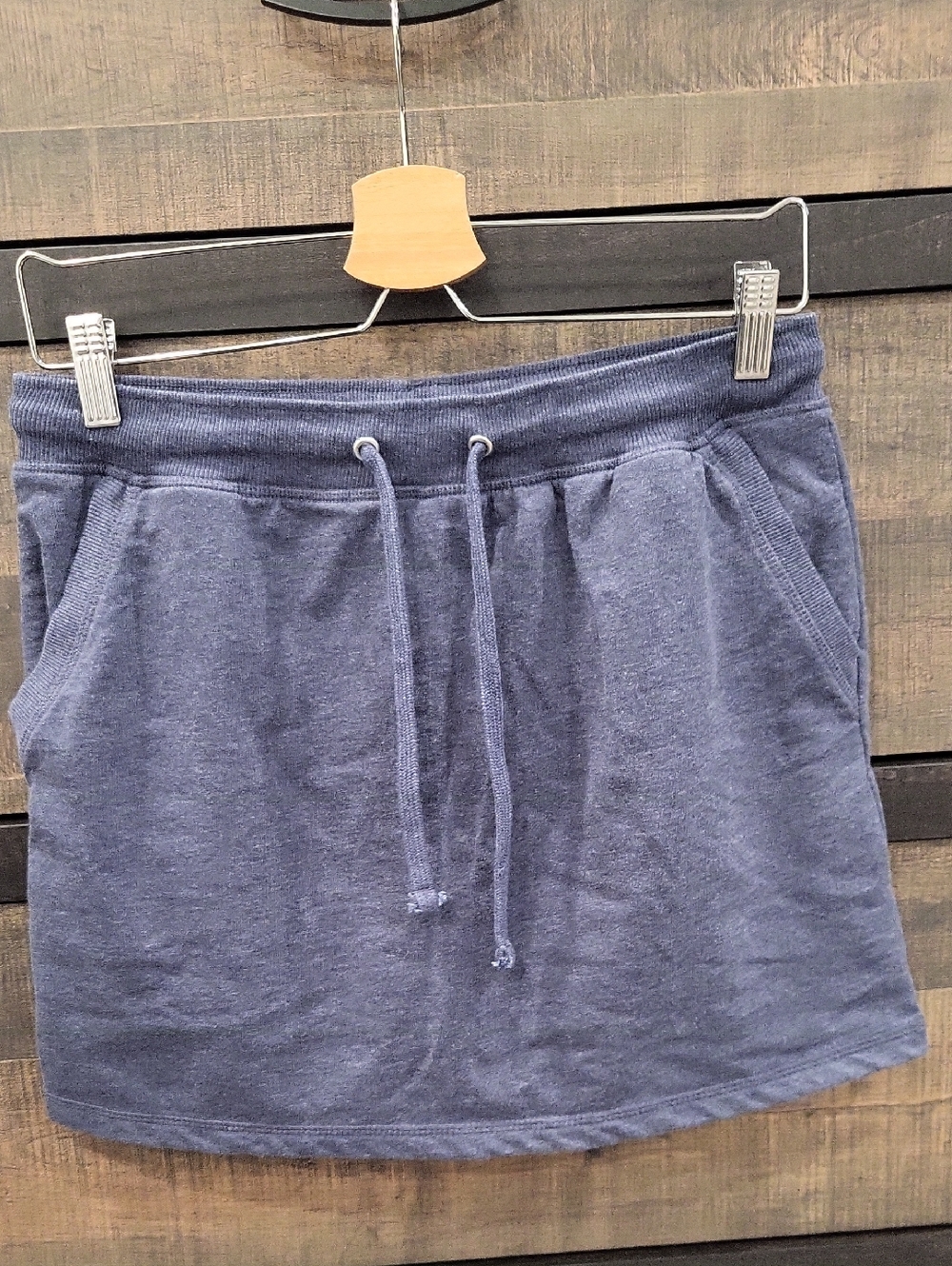 Classic Drawstring Mini Skirt in Heathered Blue
